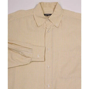 Lavoro Yellow/White Checkered Cotton Dress Shirt Made in Italy Large